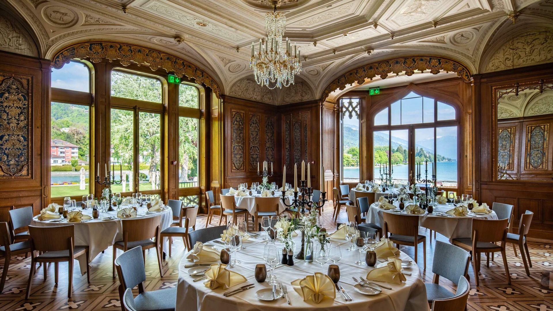 Salon Rougement für Bankette im Schloss Schadau in Thun